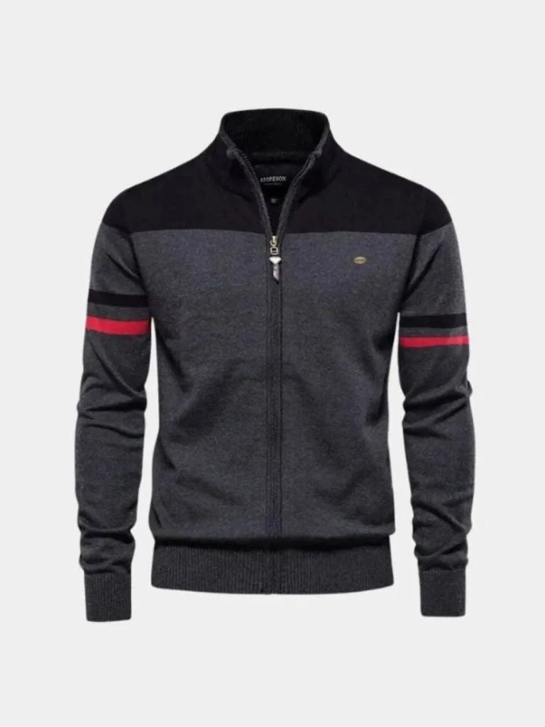Cardigan Sweater Zipper Standing Collar Knitwear | Bellmont Society