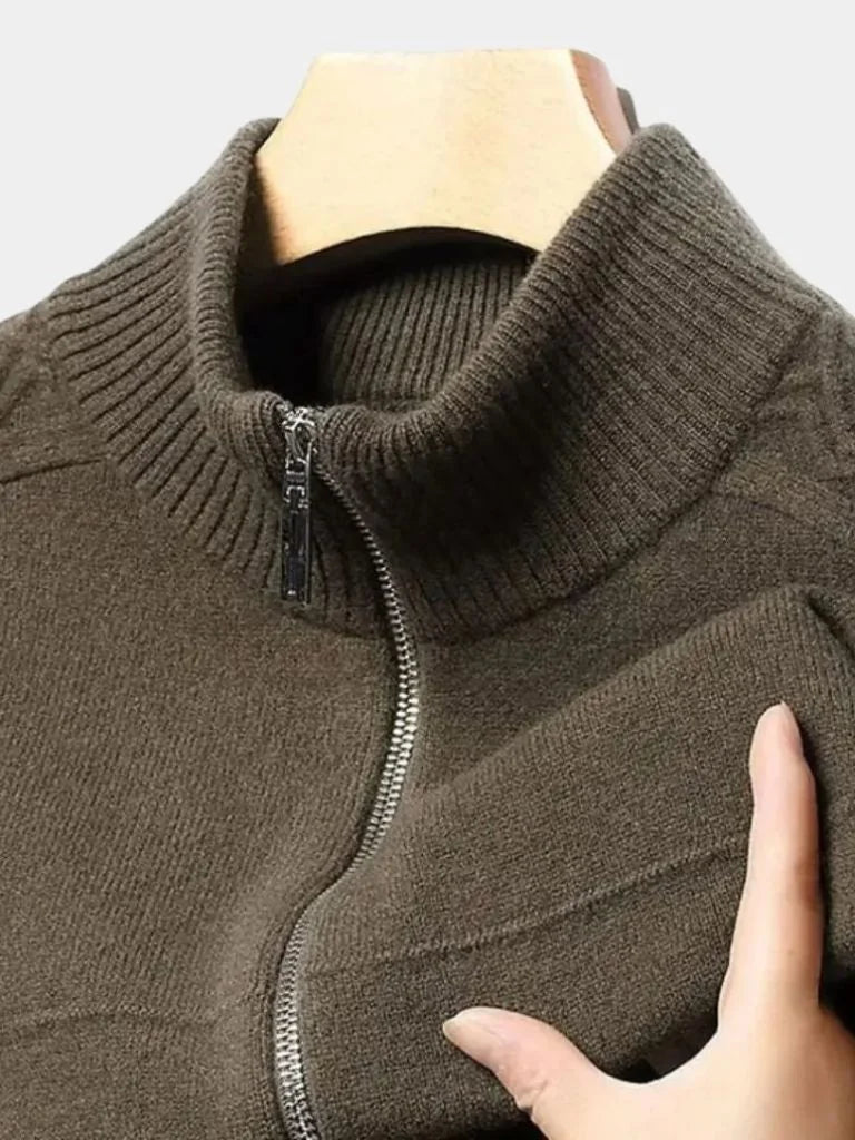 Cashmere Zip Sweater Knit Turtleneck | Bellmont Society