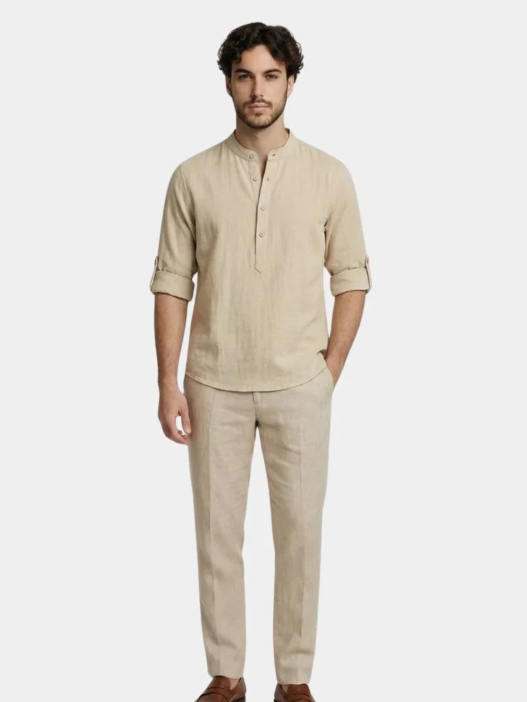 Casual Henley Neck Long Sleeve T-Shirt | Bellmont Society