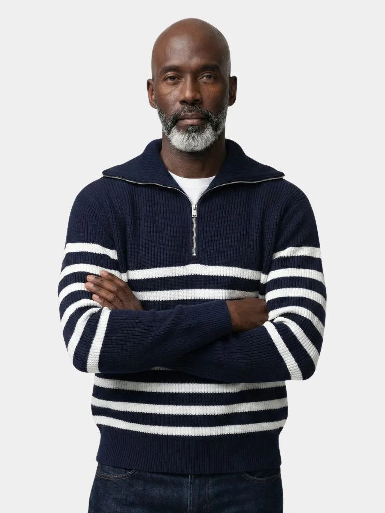 Casual Striped Zip Up Sweater | Bellmont Society