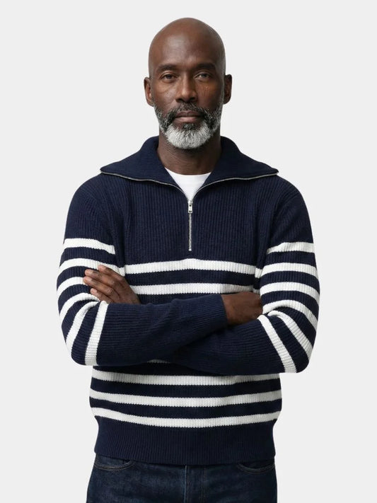 Casual Striped Zip Up Sweater | Bellmont Society