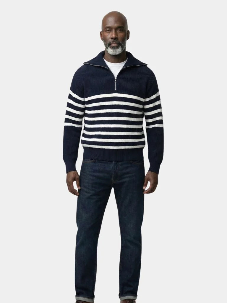 Casual Striped Zip Up Sweater | Bellmont Society