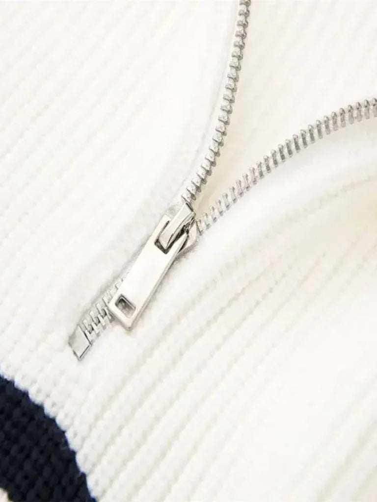 Casual Striped Zip Up Sweater | Bellmont Society