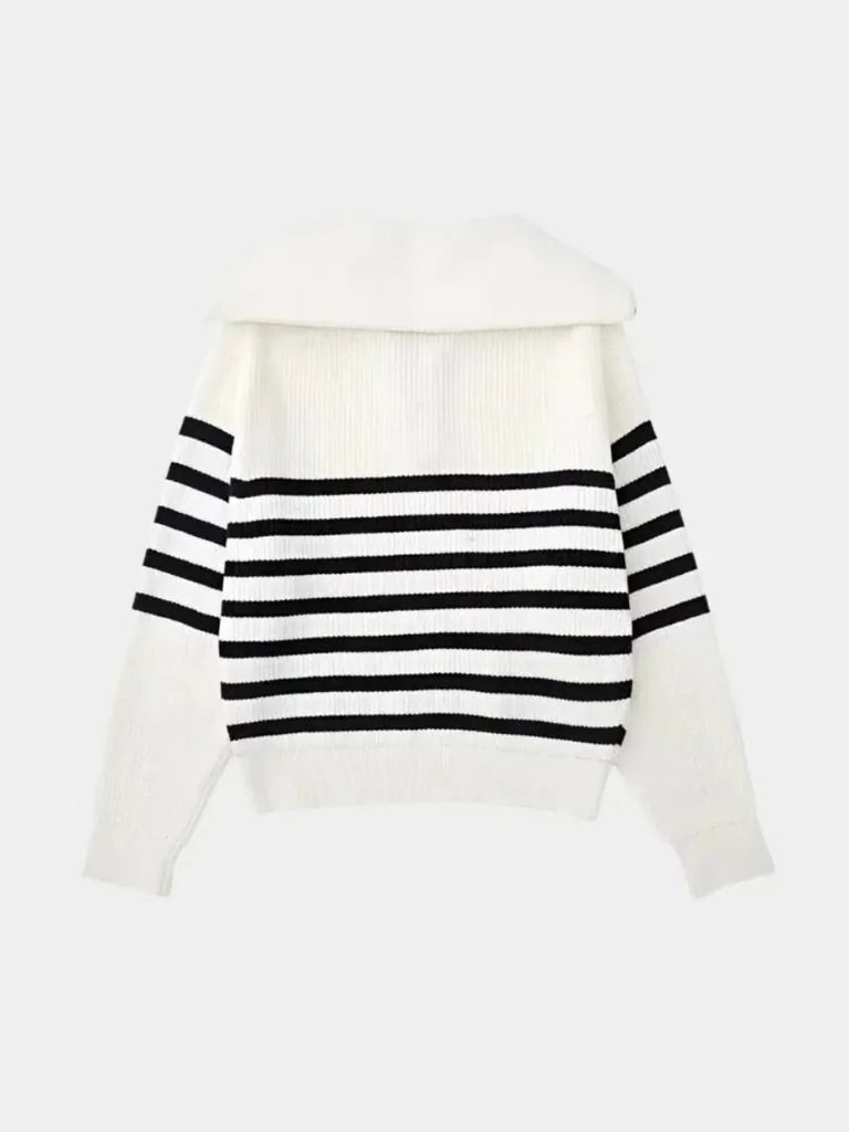 Casual Striped Zip Up Sweater | Bellmont Society