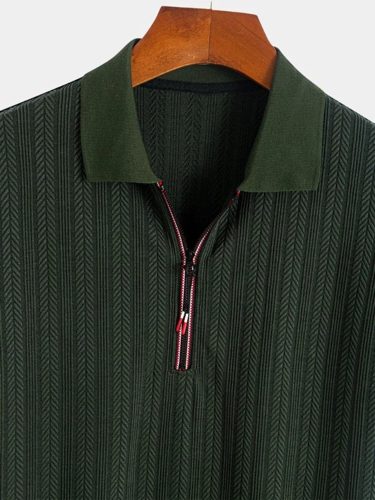 Cavalière Textured Quarter Zip Polo | Bellmont Society