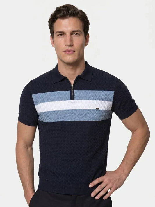 Classic Fit Quarter Zip Business Casual Short Sleeves Polo | Bellmont Society