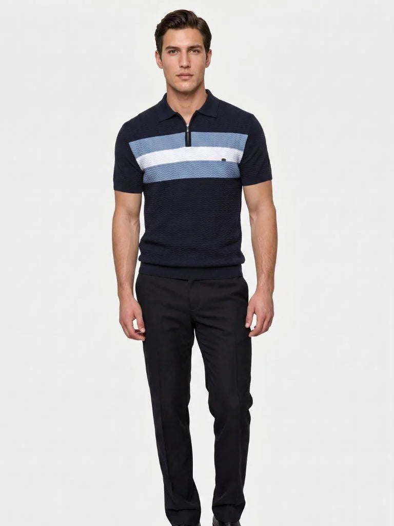 Classic Fit Quarter Zip Business Casual Short Sleeves Polo | Bellmont Society