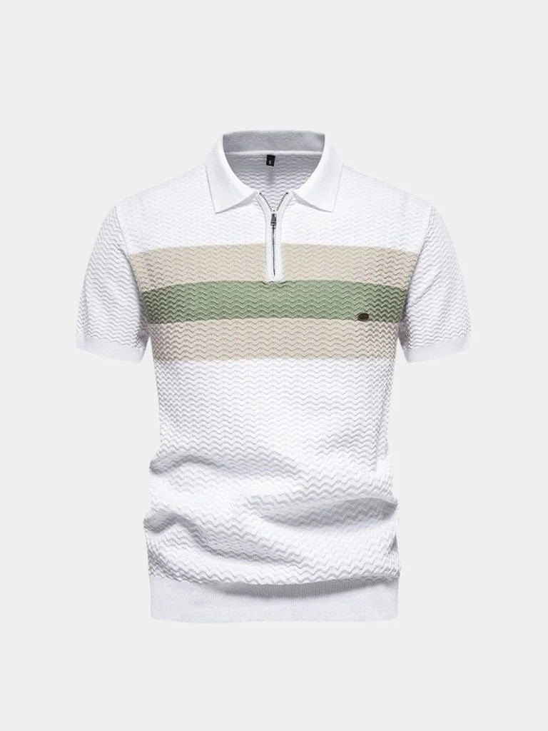 Classic Fit Quarter Zip Business Casual Short Sleeves Polo | Bellmont Society