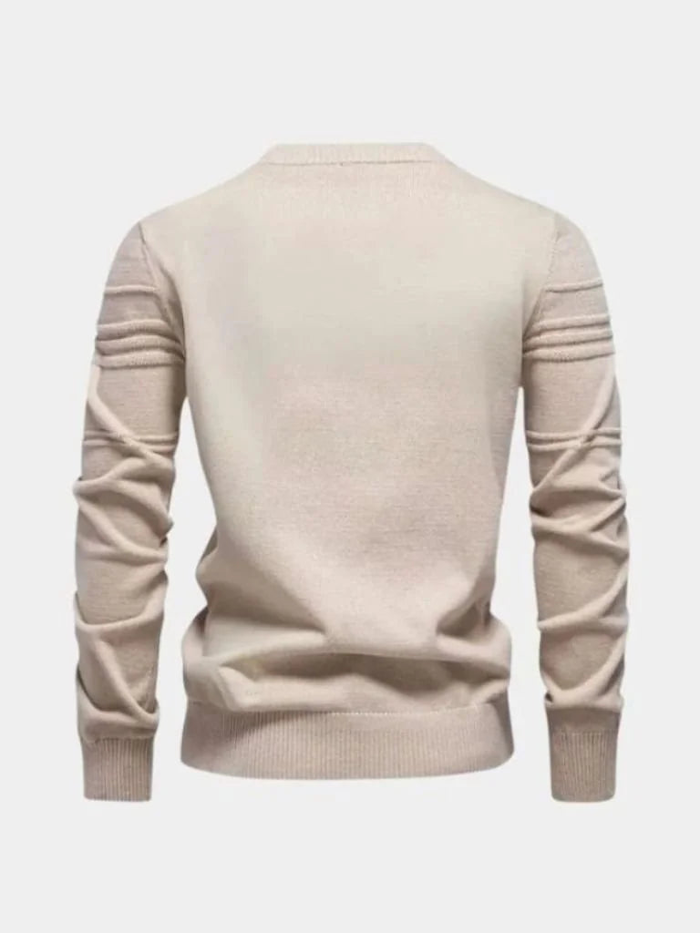 Cotton Knitted Stripped Crew Neck Pullover Sweater | Bellmont Society