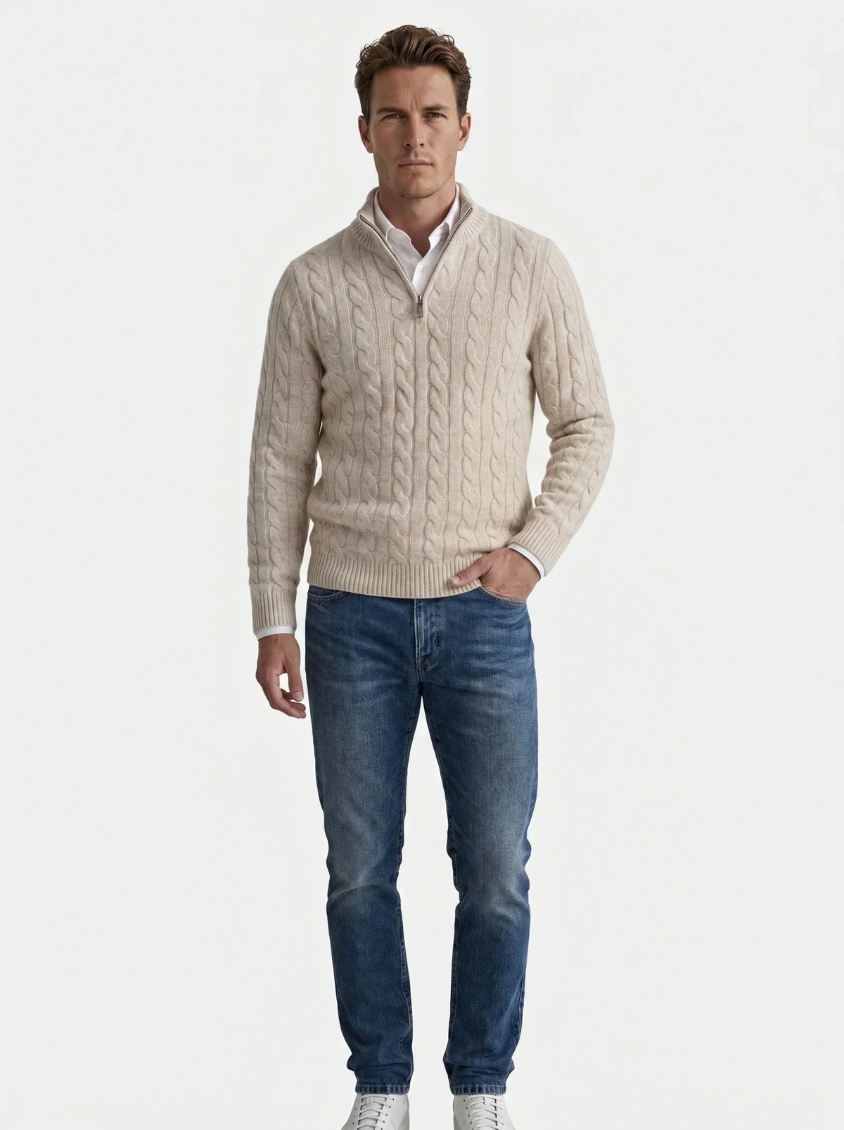Essential Half Zip Curve Sweater | Bellmont Society