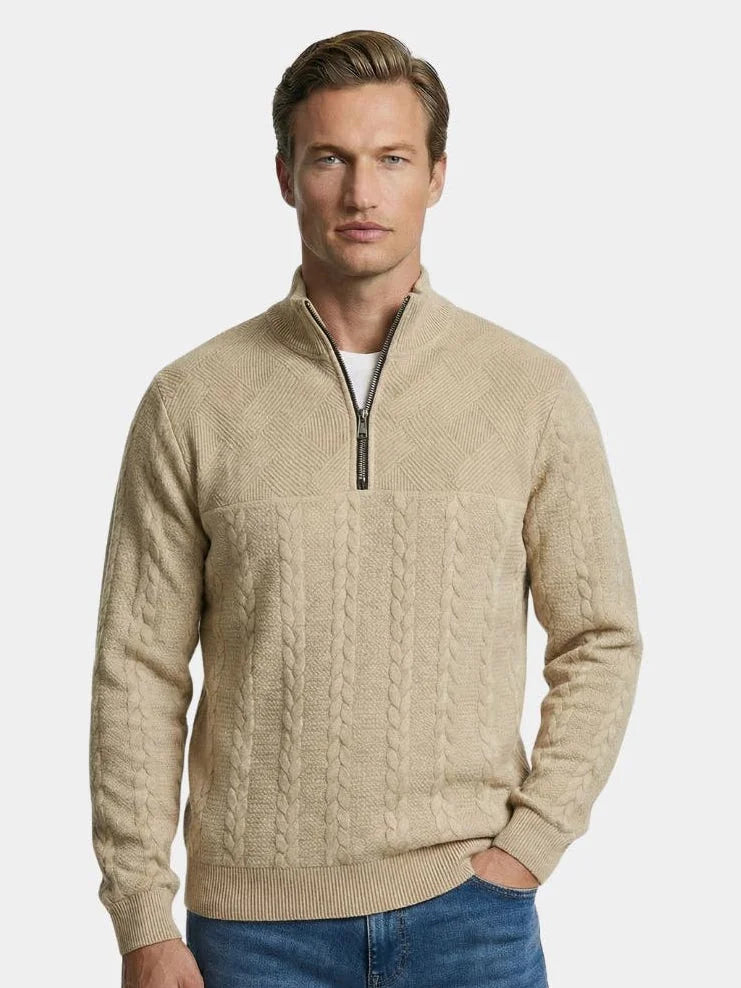 Essential Henley High Collar Quarter Zip Pullover | Bellmont Society