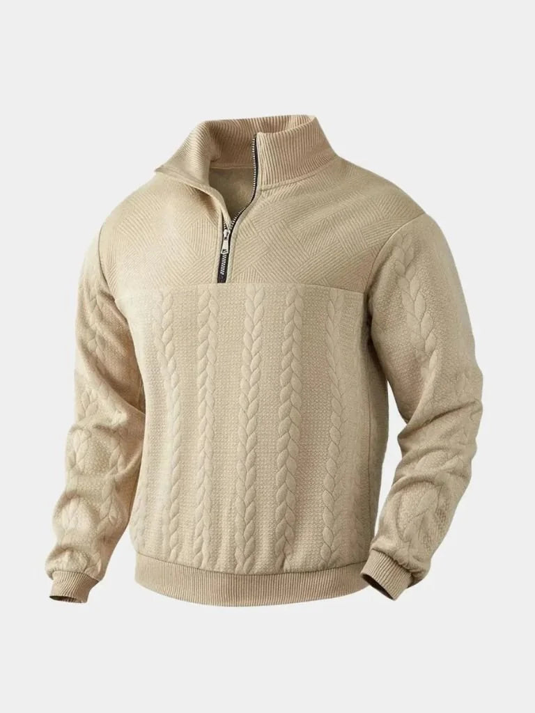 Essential Henley High Collar Quarter Zip Pullover | Bellmont Society