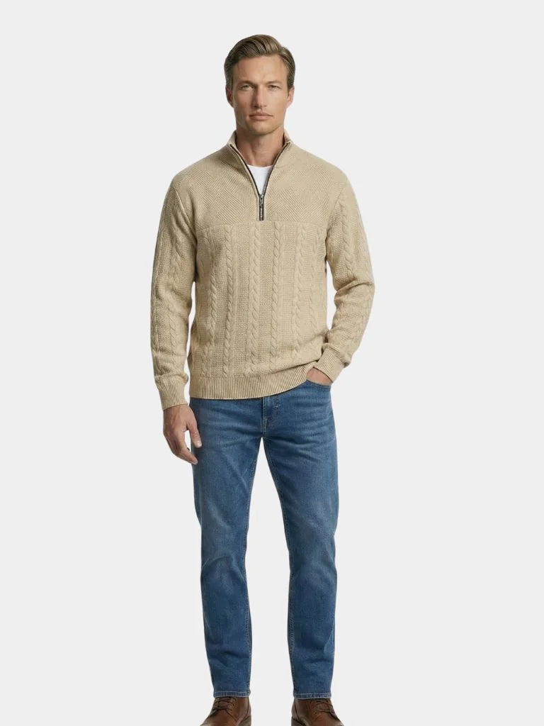 Essential Henley High Collar Quarter Zip Pullover | Bellmont Society