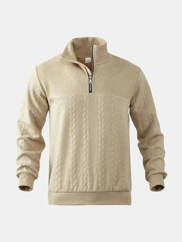 Essential Henley High Collar Quarter Zip Pullover | Bellmont Society
