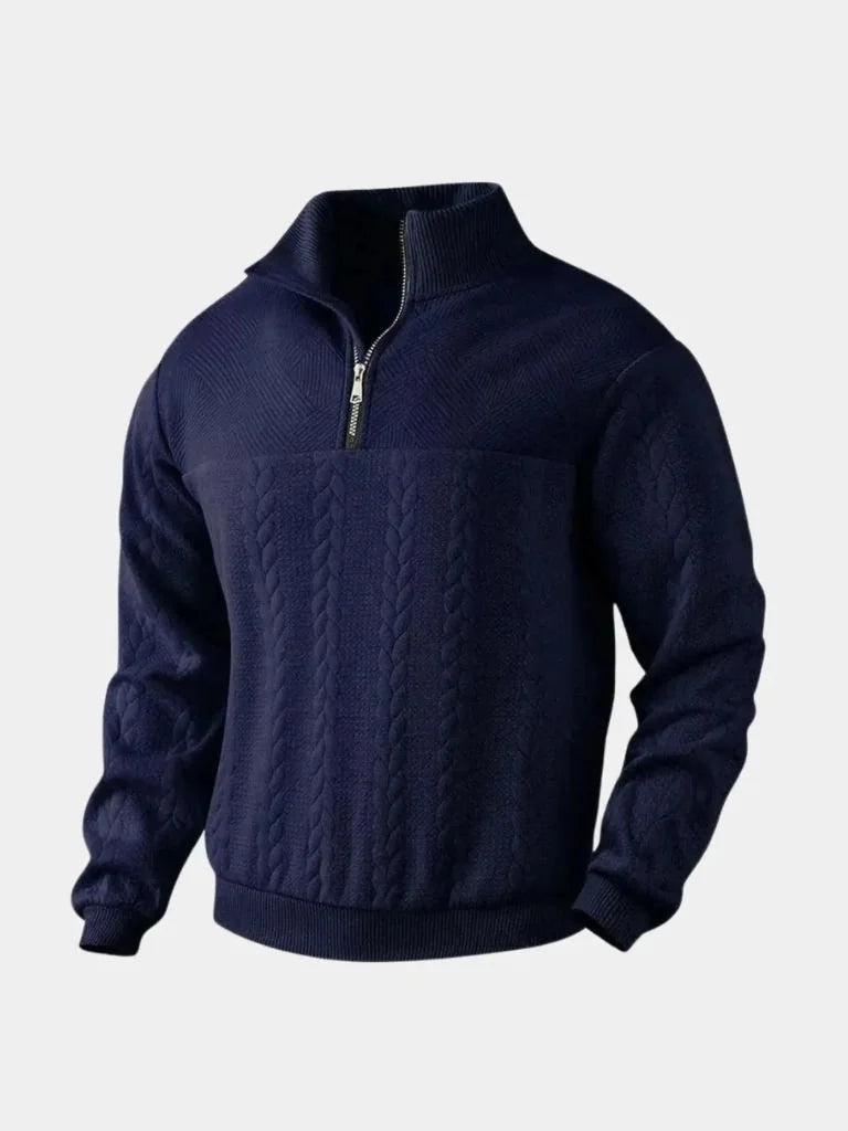 Essential Henley High Collar Quarter Zip Pullover | Bellmont Society
