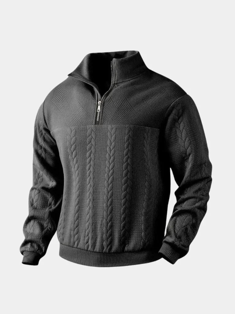 Essential Henley High Collar Quarter Zip Pullover | Bellmont Society