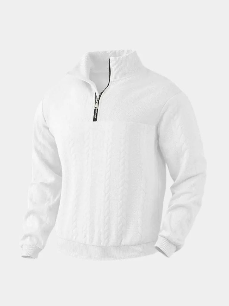 Essential Henley High Collar Quarter Zip Pullover | Bellmont Society