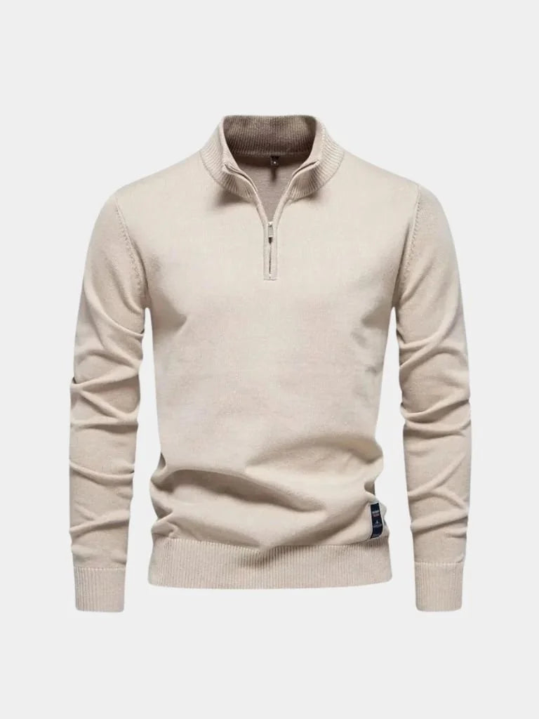 Half Zip Knitwear Solid Color Cardigan Sweater — Avelmontis