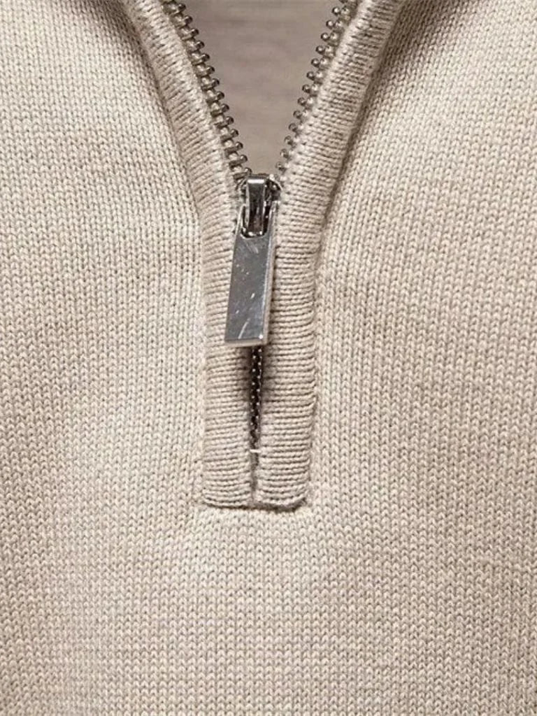 Half Zip Knitwear Solid Color Cardigan Sweater — Avelmontis