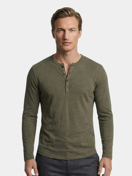Henley Neck Long Sleeve T-Shirt — Avelmontis