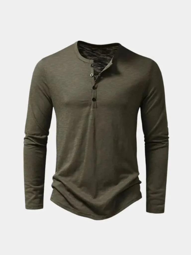 Henley Neck Long Sleeve T-Shirt — Avelmontis
