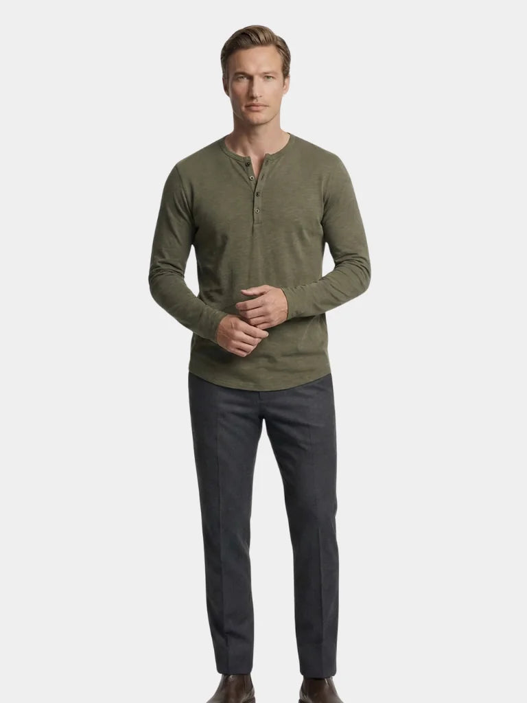 Henley Neck Long Sleeve T-Shirt — Avelmontis