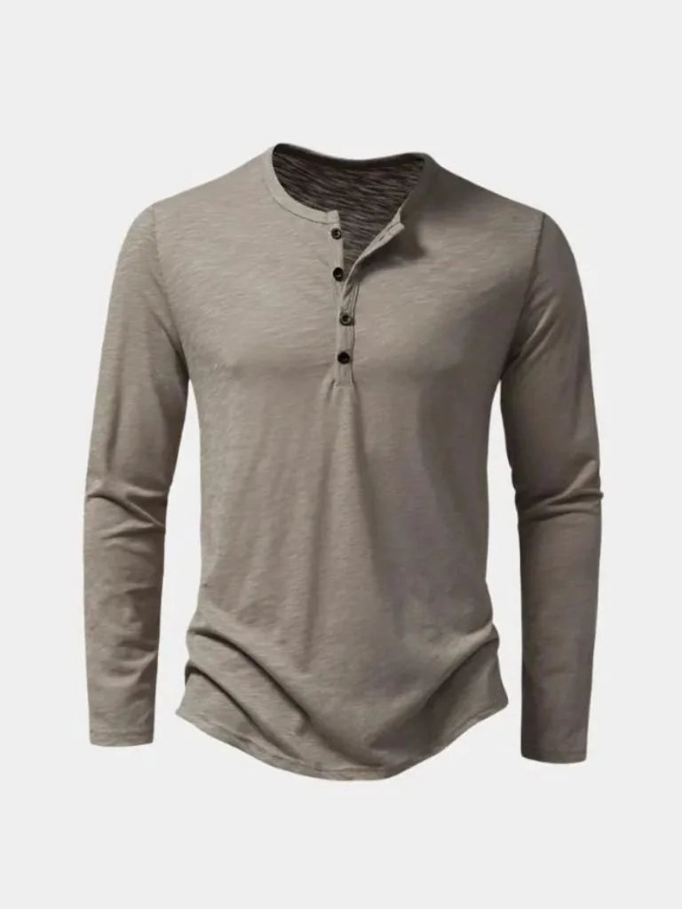 Henley Neck Long Sleeve T-Shirt — Avelmontis