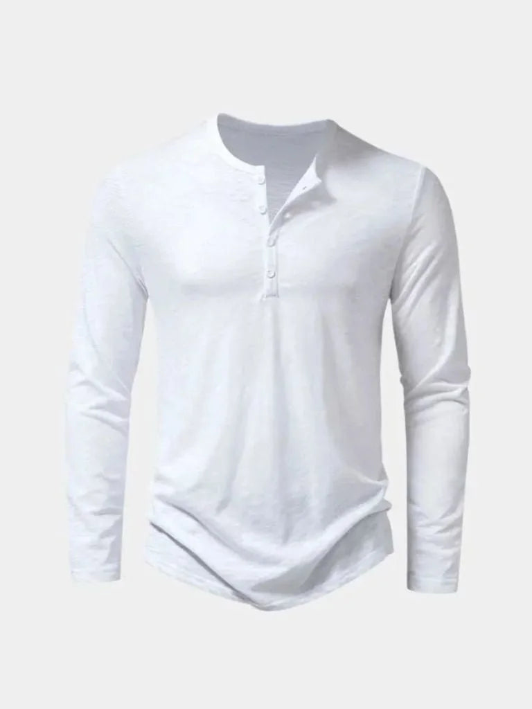 Henley Neck Long Sleeve T-Shirt — Avelmontis