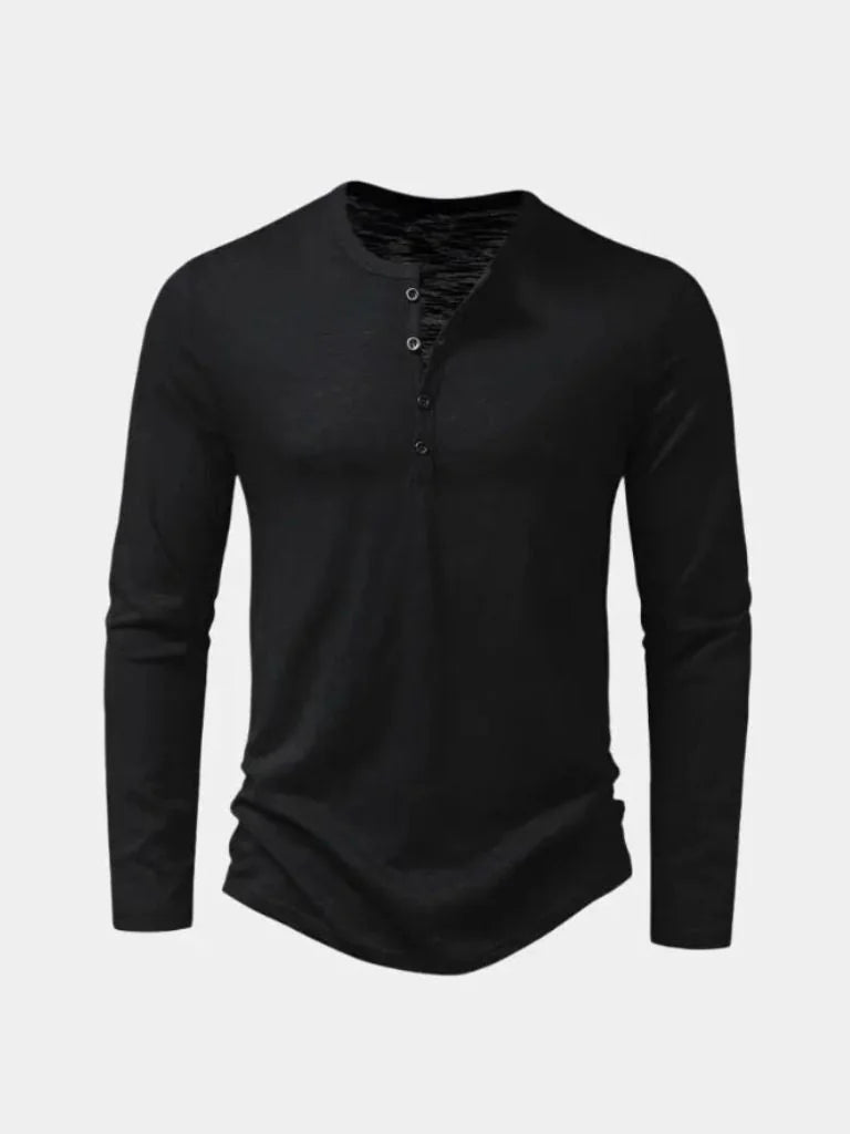 Henley Neck Long Sleeve T-Shirt — Avelmontis