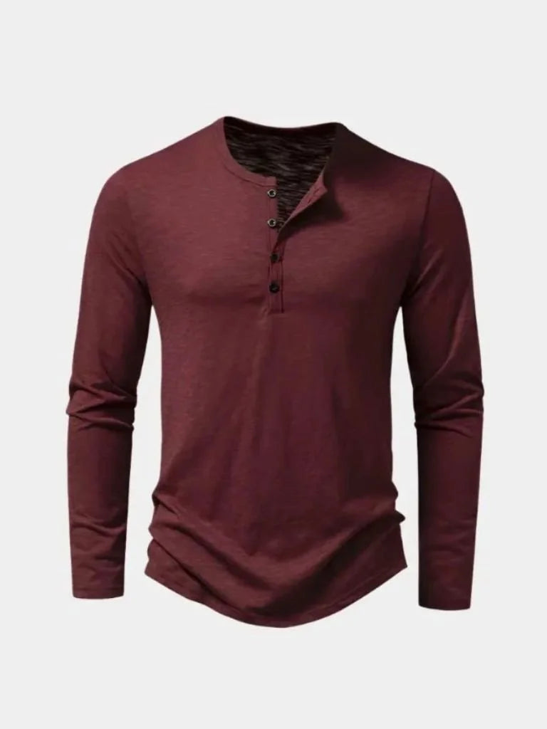 Henley Neck Long Sleeve T-Shirt — Avelmontis