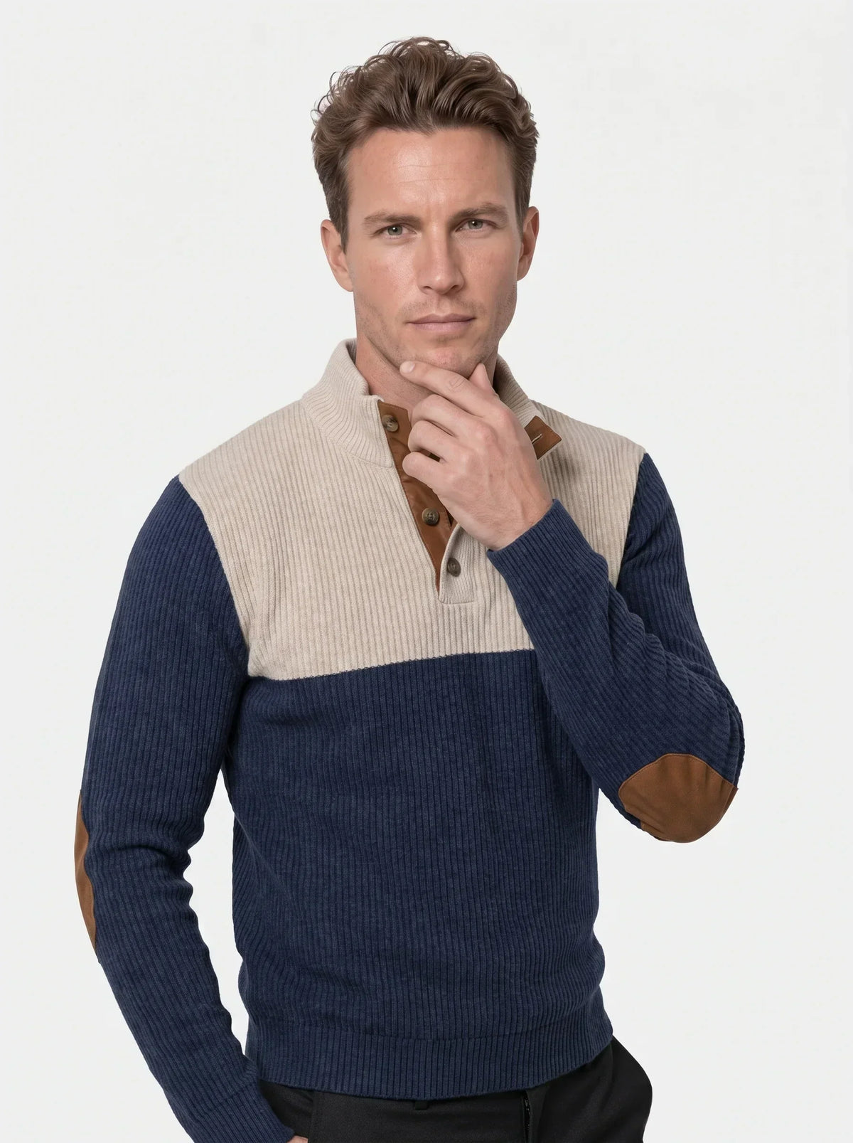 High Collar Corduroy Retro Pullover — Avelmontis