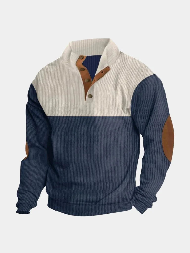 High Collar Corduroy Retro Pullover — Avelmontis