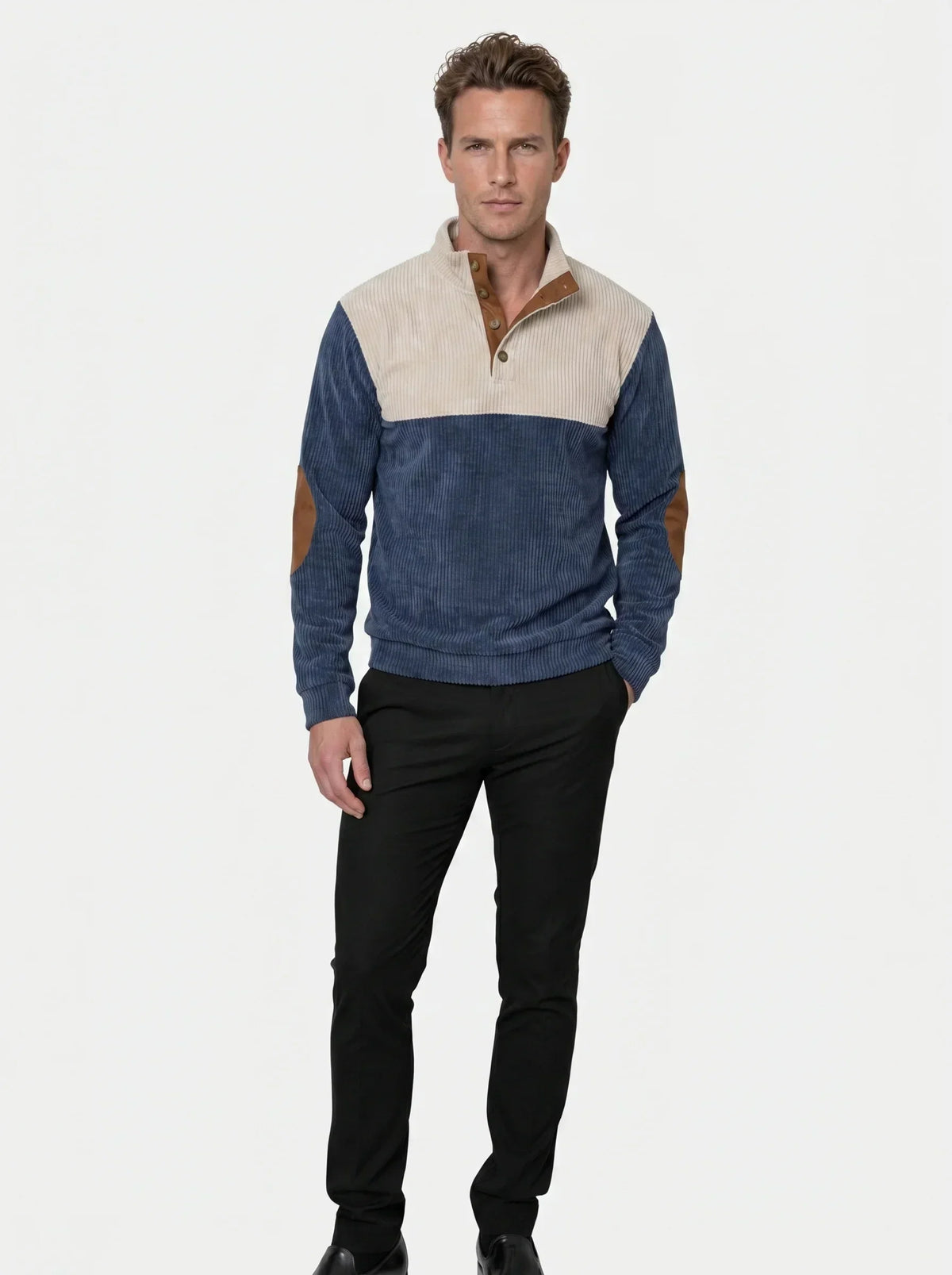High Collar Corduroy Retro Pullover — Avelmontis