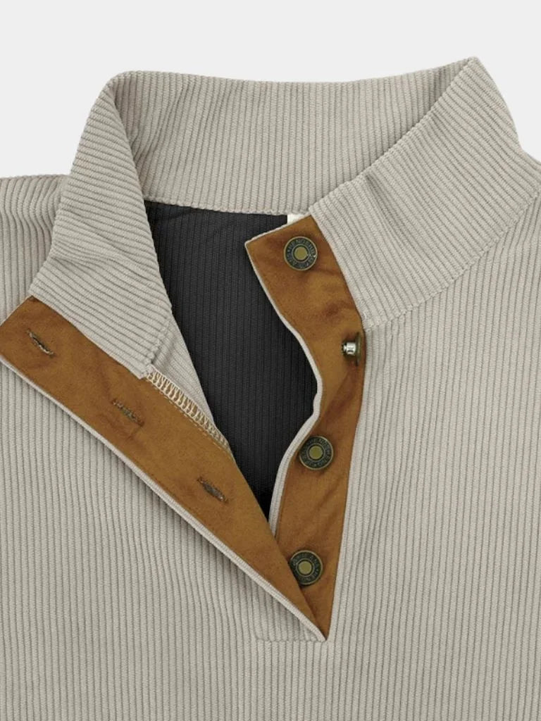 High Collar Corduroy Retro Pullover — Avelmontis