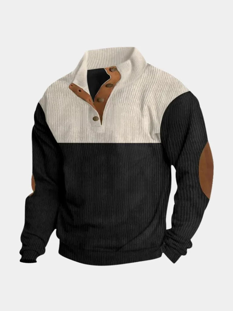 High Collar Corduroy Retro Pullover — Avelmontis