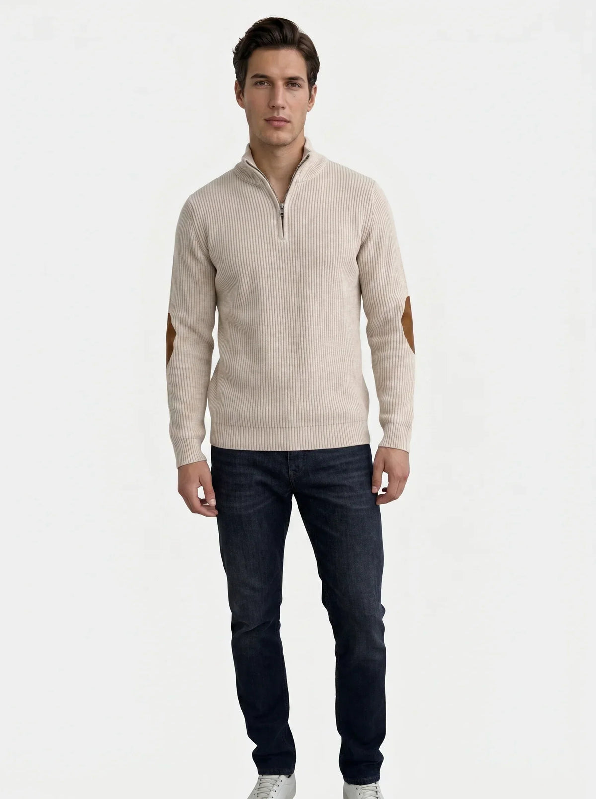 High Collar Quarter Zip Corduroy Pullover — Avelmontis