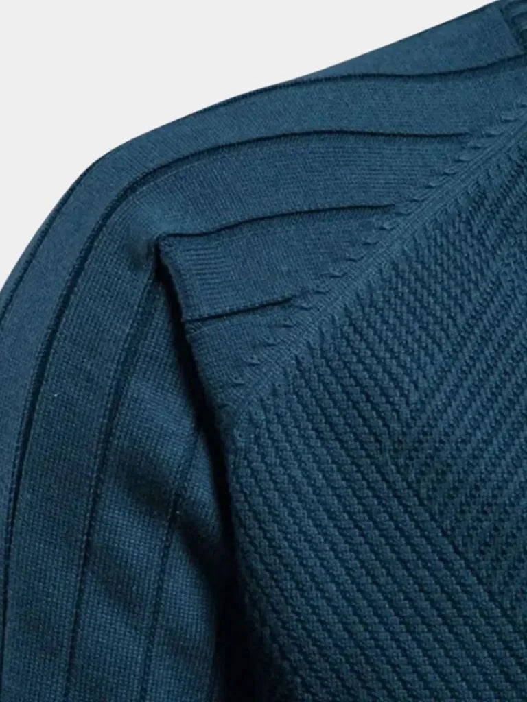 Knit Zipper Jacquard Solid Color Cardigan Sweater — Avelmontis