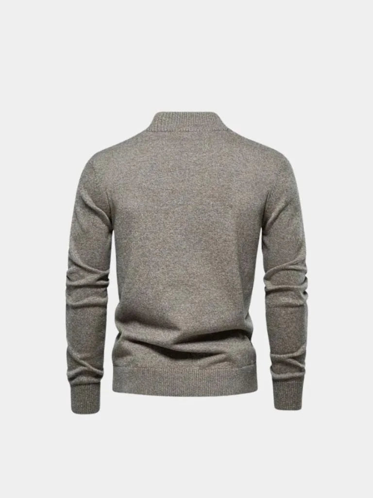 Knitted Stand Collar Cotton Cardigan — Avelmontis