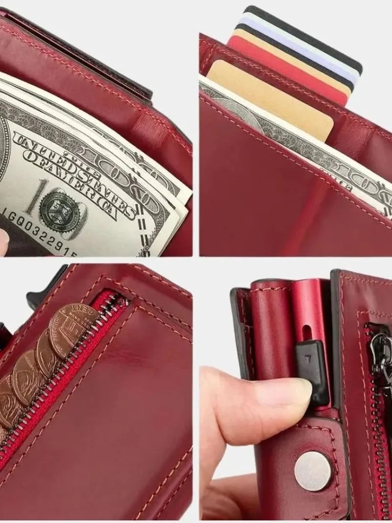 Leather Magnet Wallet Anti-Scam — Avelmontis