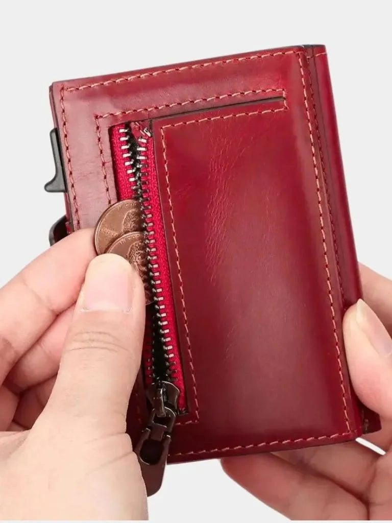 Leather Magnet Wallet Anti-Scam — Avelmontis