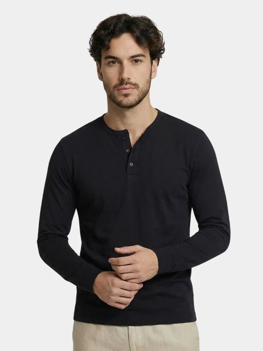 Minimalist Henley Neck Long Sleeve T-Shirt — Avelmontis