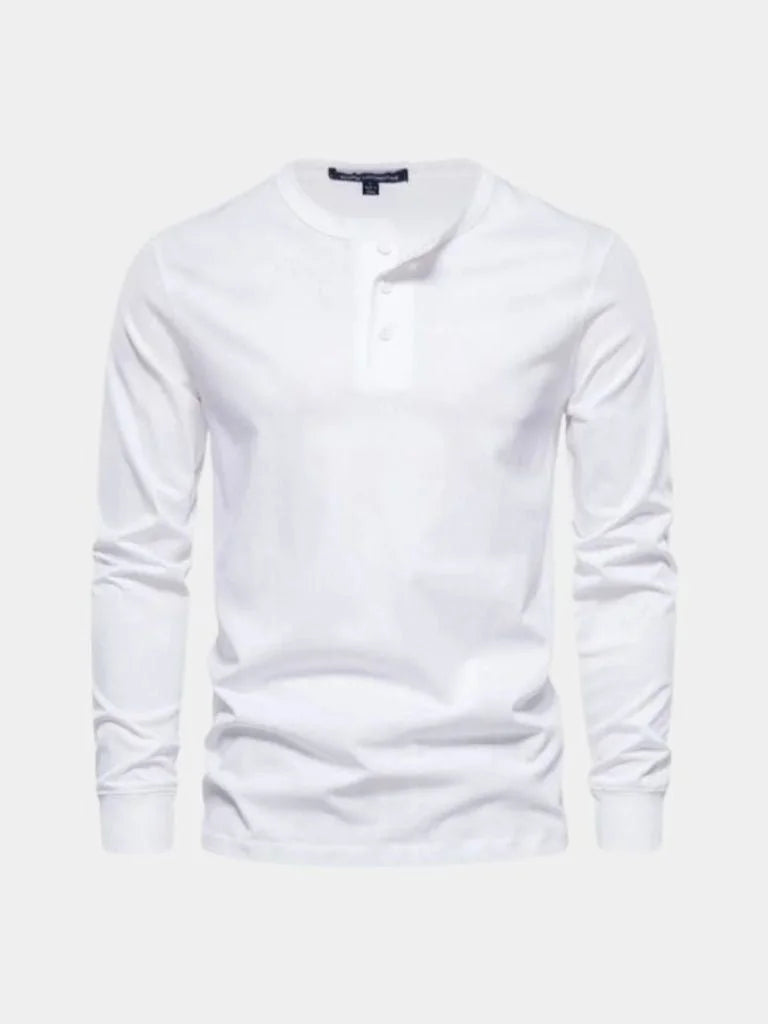 Minimalist Henley Neck Long Sleeve T-Shirt — Avelmontis