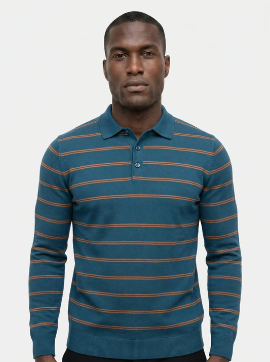 Navy Sunset Striped Polo — Avelmontis