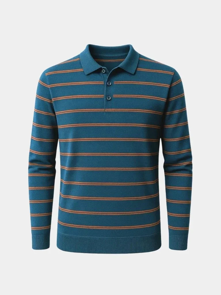 Navy Sunset Striped Polo — Avelmontis