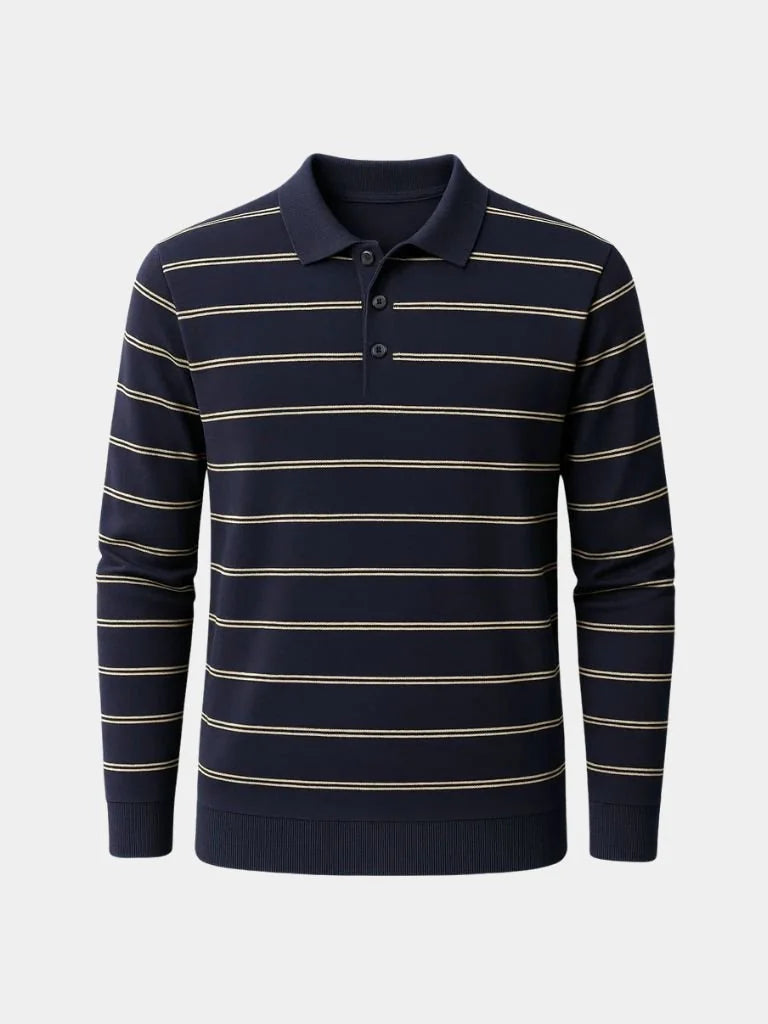 Navy Sunset Striped Polo — Avelmontis