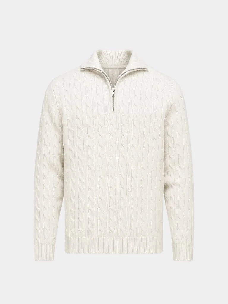 Premium Cable-Knit Zip Neck Sweater — Avelmontis