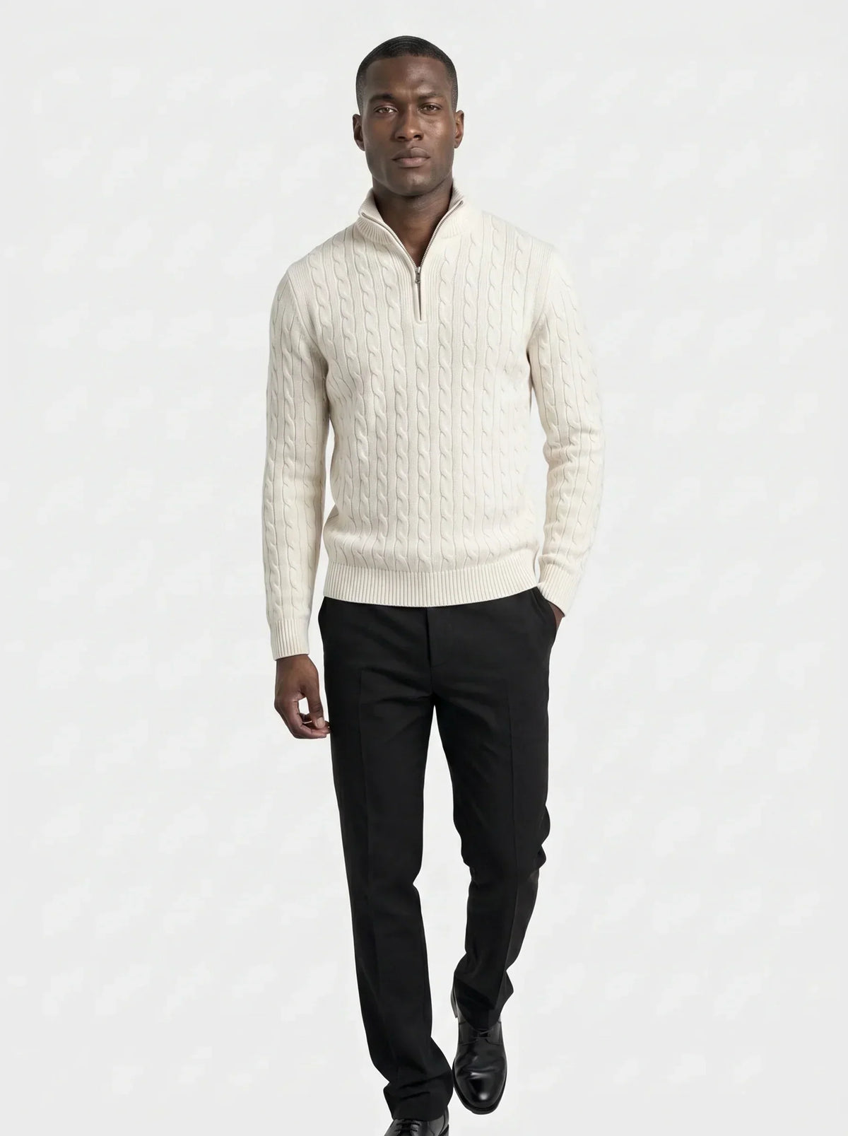 Premium Cable-Knit Zip Neck Sweater — Avelmontis