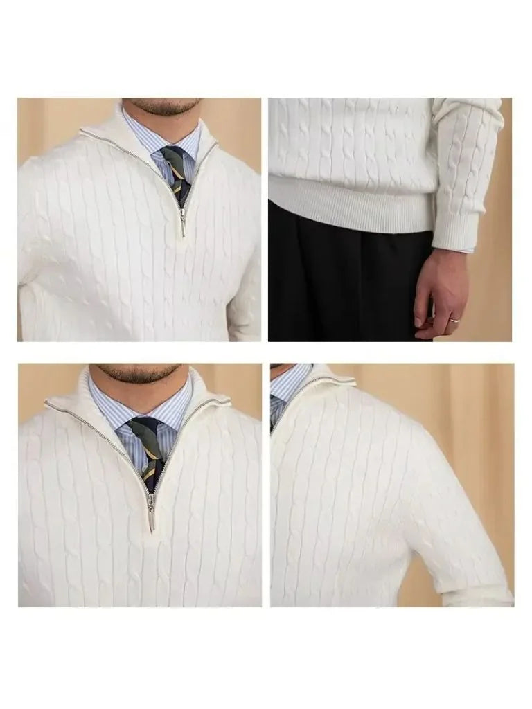 Premium Cable-Knit Zip Neck Sweater — Avelmontis