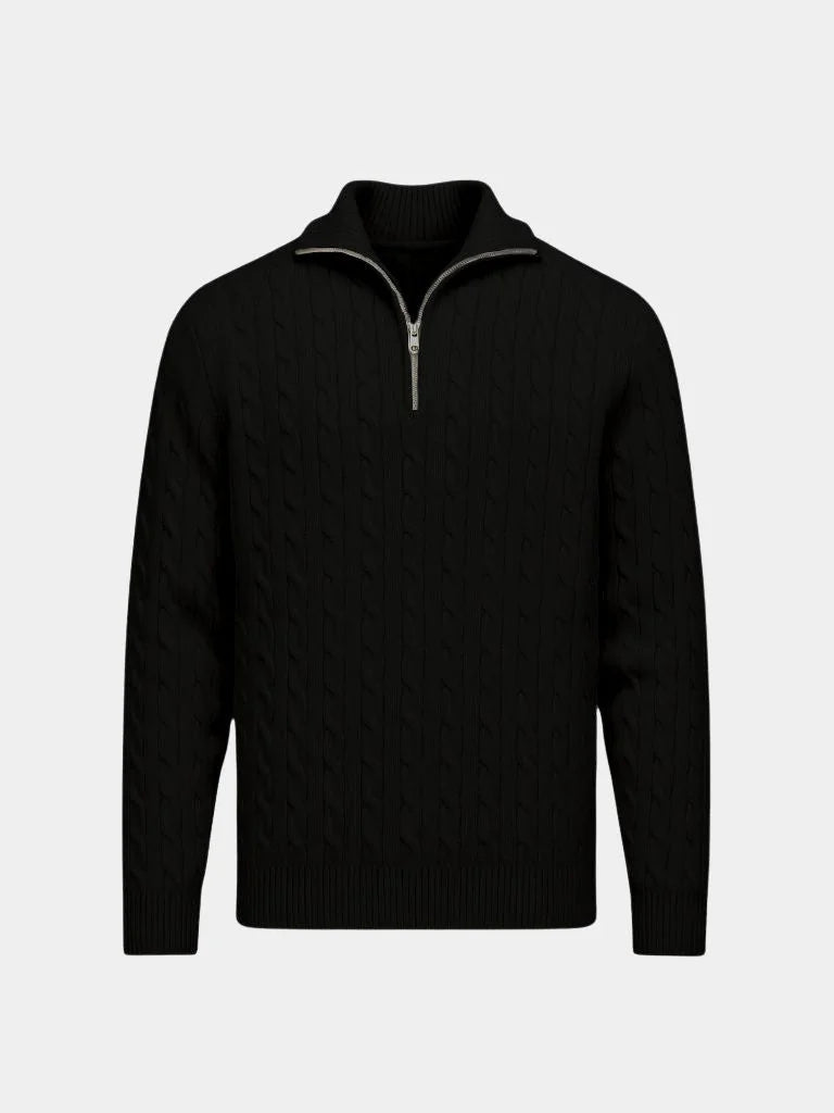 Premium Cable-Knit Zip Neck Sweater — Avelmontis