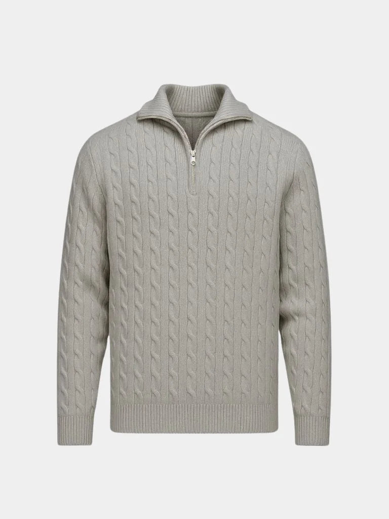 Premium Cable-Knit Zip Neck Sweater — Avelmontis
